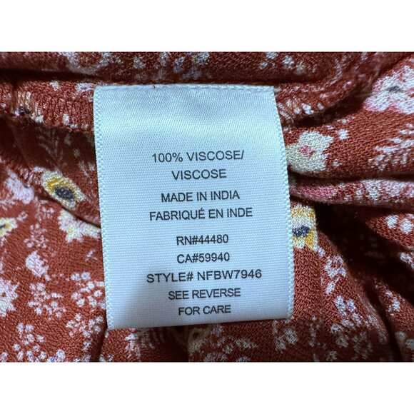 Love Fire Womens Red Ditsy Floral Back Zip Waist Tie Prairie Midi Skirt Sz L - Picture 5 of 5